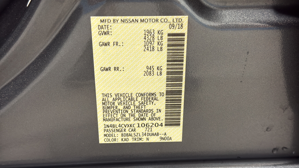 2019 Nissan Altima 2.5 SR